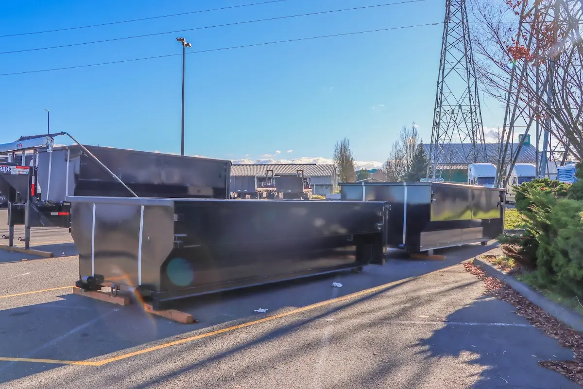 Roll-off dumpster ready for waste disposal at job site for Cleanout Dumpster Rental in South Laurel